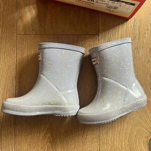 Hunter Kids Glitter Rain Boots - Silver